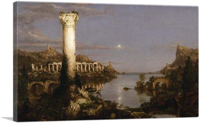 ARTCANVAS The Course Of Empire Desolation 1836 Canvas Art Print Stretched Framed Painting Picture Poster Giclee Wall Decor by Thomas Cole - 40" x 26" (0.75" Deep)