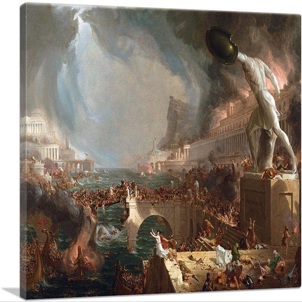 ARTCANVAS The Course Of Empire Destruction 1836 Canvas Art Print Stretched Framed Painting Picture Poster Giclee Wall Decor by Thomas Cole - 40" x 26" (0.75" Deep)