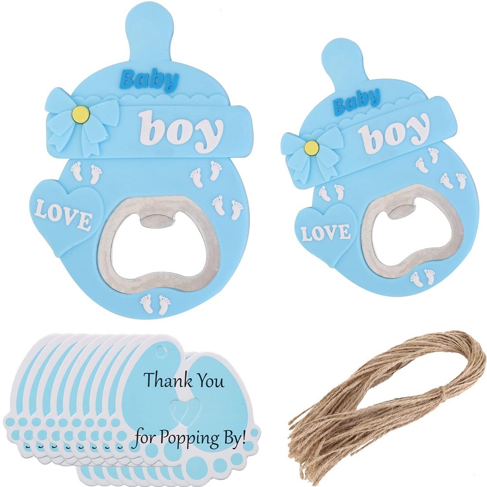 24 pcs Baby Boy Bottle Opener Baby Shower Favor for Guest, Boy Baby Shower Party Souvenir/Keepsake/Decoration,Refrigerator PVC Metal Bottle Opener for Beer (Blue, 24)