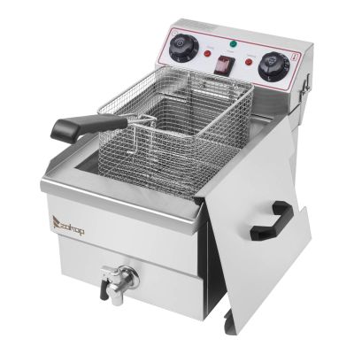 Deep Fryer Heavy duty Faucet Stainless Steel Electric Countertop Basket (Single Cylinder 12.5QT / 11.8L)