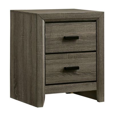 Benjara 24 Inch 2 Drawer Wooden Nightstand with Finger Pulls, Gray