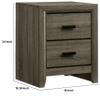 Benjara 24 Inch 2 Drawer Wooden Nightstand with Finger Pulls, Gray view 3