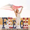 fengshuisale Patriotic Wooden Decorative Plaque 4th of July American Flag Letter Sign Independence Day Home Table Decoration (W4612-Freedom) view 1