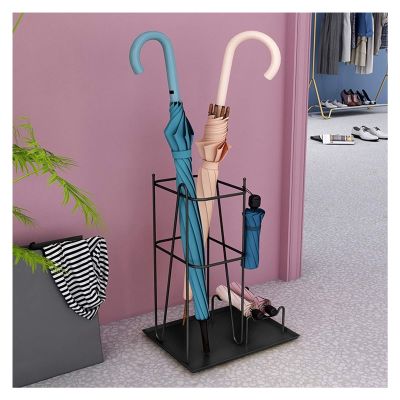 Umbrella Racks Black Wrought Iron Umbrella Stand Holder, Space-Saving Large-Capacity Corridor Entrance Decorative Umbrella Basket