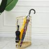 Umbrella Racks Golden Indoor Metal Umbrella Stand Holder, Space Saving Indoor Entrance Umbrella Storage Basket, Space Saving with Drip Tray and Hook view 3