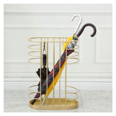 Umbrella Racks Iron Umbrella Stand Holder, Large-Capacity Indoor Entrance Decorative Umbrella Storage Device That Can Hold 10-14 Umbrellas, 41x21x58cm (Color : Gold)