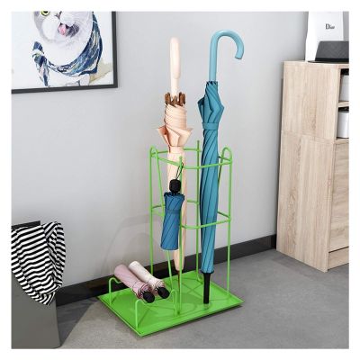 Umbrella Racks Indoor Wrought Iron Umbrella Stand Holder, Large-Capacity Metal Umbrella Stand Holder, Used for Home Office Decoration Umbrella Basket (Color : Green)
