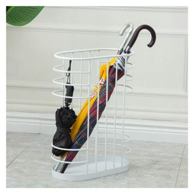 Umbrella Racks Iron Umbrella Stand Holder, Large-Capacity Indoor Entrance Decorative Umbrella Storage Device That Can Hold 10-14 Umbrellas, 41x21x58cm (Color : White)