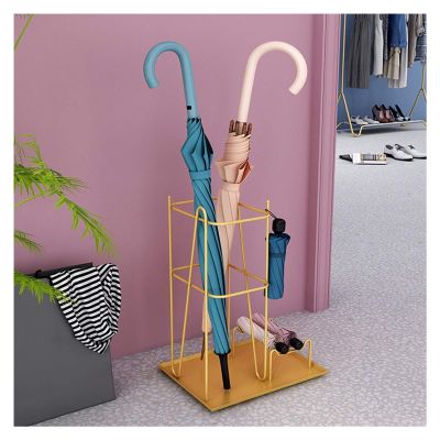 Umbrella Racks Indoor Wrought Iron Umbrella Stand Holder, Large-Capacity Metal Umbrella Stand Holder, Used for Home Office Decoration Umbrella Basket (Color : Gold)