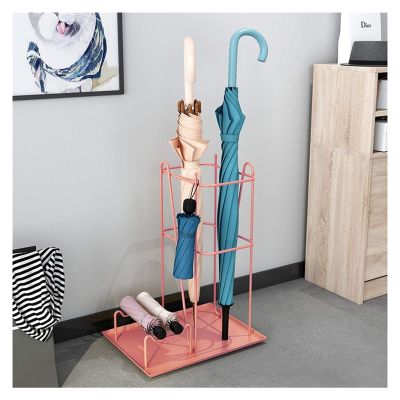 Umbrella Racks Indoor Wrought Iron Umbrella Stand Holder, Large-Capacity Metal Umbrella Stand Holder, Used for Home Office Decoration Umbrella Basket (Color : Pink)