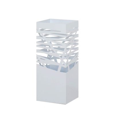 Umbrella Racks WXYZ Square Wrought Iron Umbrella Stand, Hollowout Barrel, Umbrella Barrel, Storing 17 Umbrellas, 20x20x49cm (Color : White)