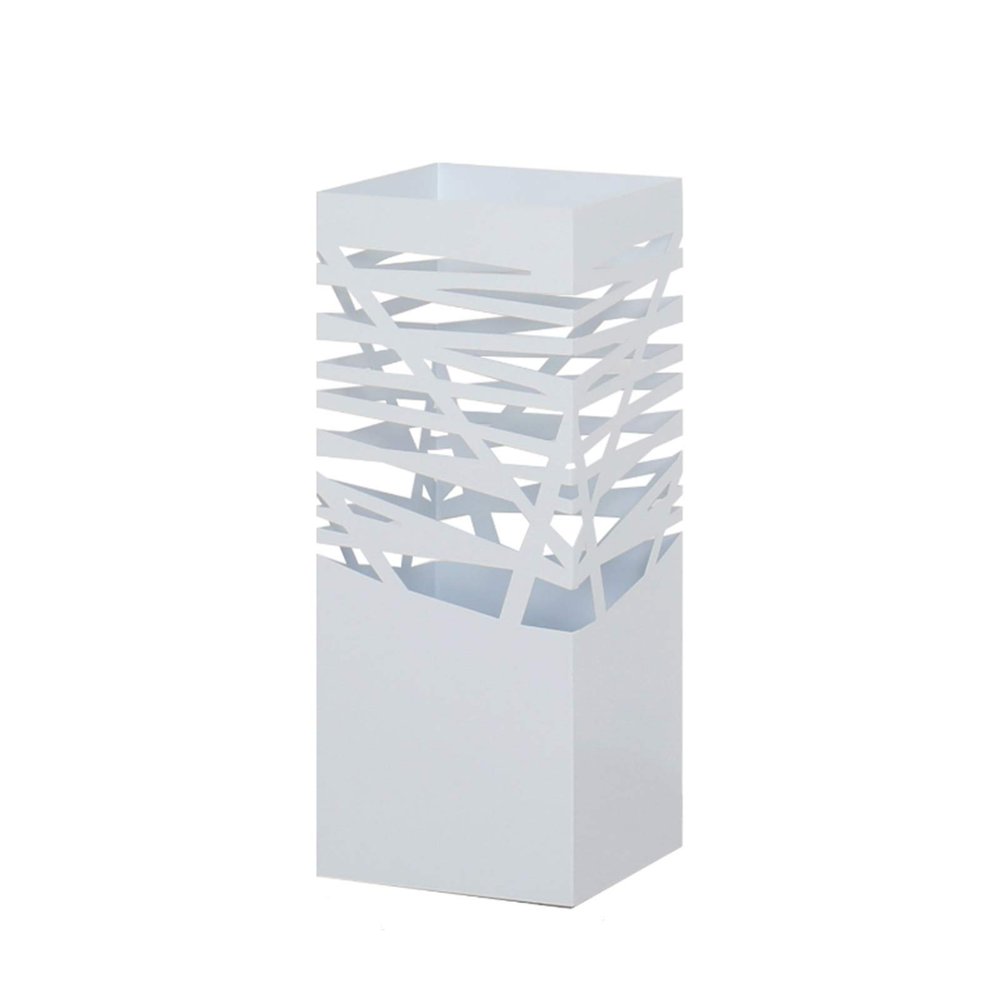 Umbrella Racks WXYZ Square Wrought Iron Umbrella Stand, Hollowout Barrel, Umbrella Barrel, Storing 17 Umbrellas, 20x20x49cm (Color : White)
