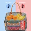 FlowFly Insulated Lunch Bag Wide-Open Lunch Box Large Tote Leakproof Cooler with Drink Holder and Multi Pockets for Women Men Adult Kids Work Picnic Travel Beach Hiking, White Black Stripes view 2
