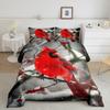 Erosebridal Boys Cardinals Comforter Set Queen Size,Red Sparrows Duvet Insert Michigan Birds Bedding Set Winter Snowflake Bedding Finches Bedroom Decor for Child Youth Man view 1