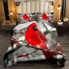 Erosebridal Boys Cardinals Comforter Set Queen Size,Red Sparrows Duvet Insert Michigan Birds Bedding Set Winter Snowflake Bedding Finches Bedroom Decor for Child Youth Man view 3