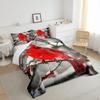 Erosebridal Boys Cardinals Comforter Set Queen Size,Red Sparrows Duvet Insert Michigan Birds Bedding Set Winter Snowflake Bedding Finches Bedroom Decor for Child Youth Man view 4