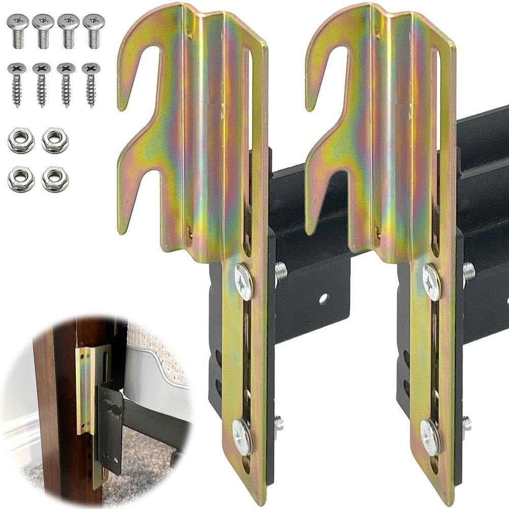 2PCS #711 Bolt-On to Bed Frame Conversion Brackets with Hardware Hook Plate,Headboard Hook Set, Hook on Bed Rails, Hook on Bed Frame Brackets