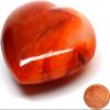 80mm 240g Red Orange Carnelian Agate w/Clear White Quartz Druzy Heart Polished Natural Chalcedony Gemstone Crystal Mineral Specimen - Madagascar + Stand view 2