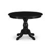 East West Furniture HBSI5-ABK-48 5 Piece Dining Room Furniture Set Includes a Round Dining Table with Pedestal and 4 Coffee Linen Fabric Upholstered Chairs, 42x42 Inch, Wirebrushed Black view 3