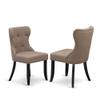 East West Furniture HBSI5-ABK-48 5 Piece Dining Room Furniture Set Includes a Round Dining Table with Pedestal and 4 Coffee Linen Fabric Upholstered Chairs, 42x42 Inch, Wirebrushed Black view 4