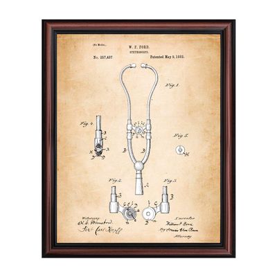 Stethoscope Decor Framed Patent Print, Great Nursing Wall Art or Gift for Doctors Office, Doctors Office Wall Decor, 2165W