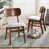 Baxton Studio Euclid Mid-Century Modern Grey Fabric Upholstered and Walnut Brown Finished Wood 2-Piece Dining Chair Set view 2