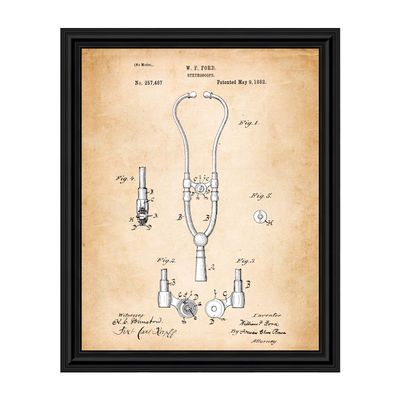 Stethoscope Decor Framed Patent Print, Great Nursing Wall Art or Gift for Doctors Office, Doctors Office Wall Decor, 2165B