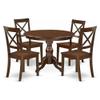 East West Furniture HBBO5-MAH-W 5 Piece Dining Set Includes a Round Dining Table with Pedestal and 4 Kitchen Chairs, 42x42 Inch, Mahogany view 1