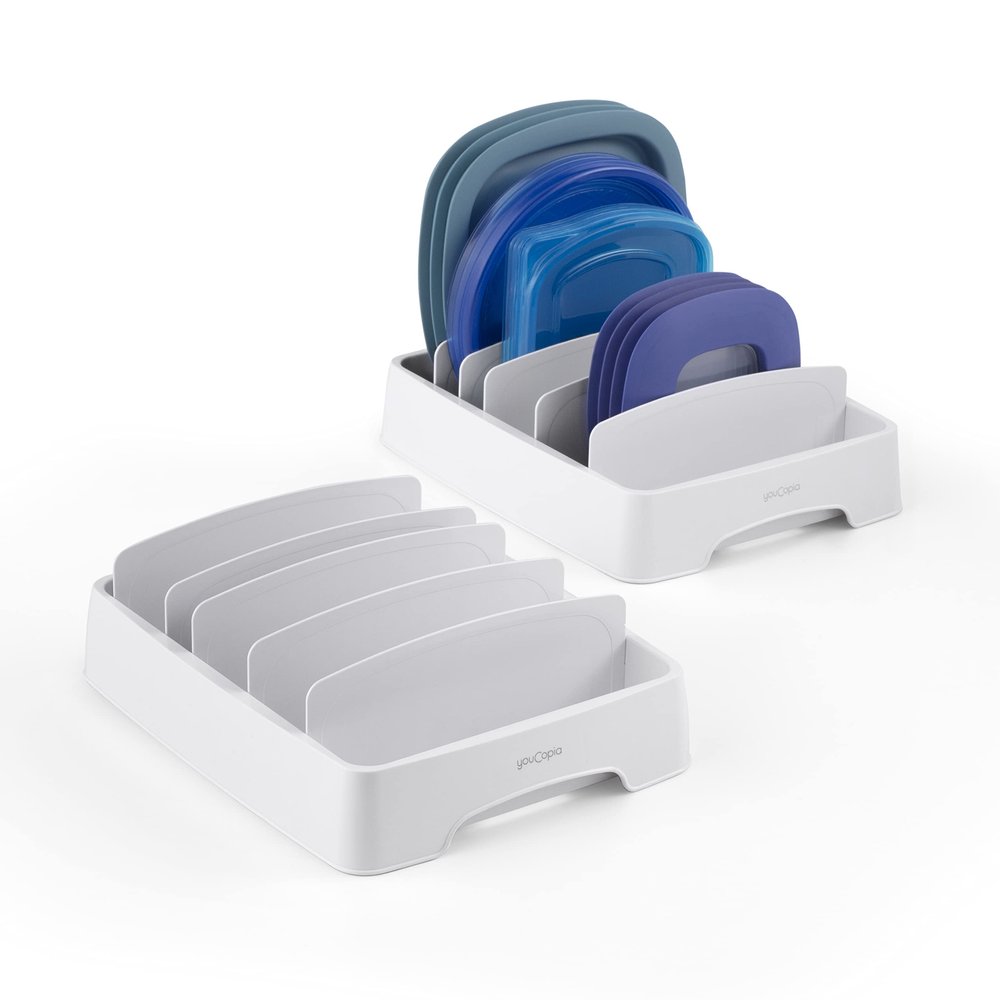 YouCopia StoraLid Adjustable Food Container Lid Organizer for Kitchen Cabinet Storage, Small, 2-Pack