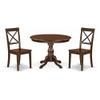 East West Furniture HBBO3-MAH-W 3 Piece Dining Room Table Set Contains a Round Kitchen Table with Pedestal and 2 Dining Chairs, 42x42 Inch, Mahogany view 1