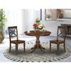 East West Furniture HBBO3-MAH-W 3 Piece Dining Room Table Set Contains a Round Kitchen Table with Pedestal and 2 Dining Chairs, 42x42 Inch, Mahogany view 2