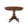 East West Furniture HBBO3-MAH-W 3 Piece Dining Room Table Set Contains a Round Kitchen Table with Pedestal and 2 Dining Chairs, 42x42 Inch, Mahogany view 3