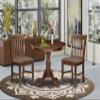 East West Furniture AMNF3-MAH-C 3 Piece Kitchen Table & Chairs Set Contains a Round Dining Room Table with Pedestal and 2 Linen Fabric Upholstered Chairs, 36x36 Inch, Mahogany view 2