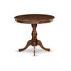 East West Furniture AMNF3-MAH-C 3 Piece Kitchen Table & Chairs Set Contains a Round Dining Room Table with Pedestal and 2 Linen Fabric Upholstered Chairs, 36x36 Inch, Mahogany view 3