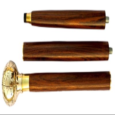 Golden & Brown 36 inch Solid Brass Nautical Wooden Cane World Globe Vintage Walking Stick Fold-able Cane for Men