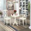 East West Furniture AMKE3-LWH-W 3 Piece Dining Table Set for Small Spaces Contains a Round Kitchen Table with Pedestal and 2 Kitchen Dining Chairs, 36x36 Inch, Linen White view 2