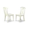 East West Furniture AMKE3-LWH-W 3 Piece Dining Table Set for Small Spaces Contains a Round Kitchen Table with Pedestal and 2 Kitchen Dining Chairs, 36x36 Inch, Linen White view 4