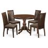 East West Furniture HBIP5-MAH-C 5 Piece Dinette Set for 4 Includes a Round Dining Room Table with Pedestal and 4 Linen Fabric Upholstered Dining Chairs, 42x42 Inch, Mahogany view 1