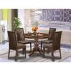 East West Furniture HBIP5-MAH-C 5 Piece Dinette Set for 4 Includes a Round Dining Room Table with Pedestal and 4 Linen Fabric Upholstered Dining Chairs, 42x42 Inch, Mahogany view 2