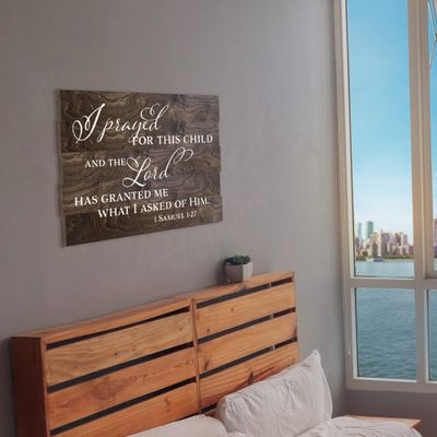 For This Child I Prayed - 1 Samuel 1:27 (S-046) Pallet Style Wood Sign | Back40Life (Dark Walnut)