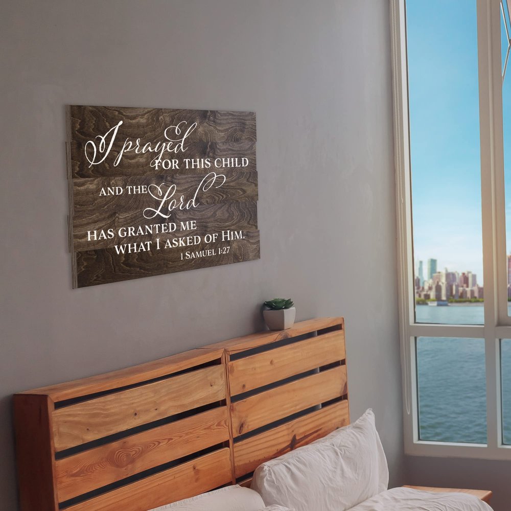 For This Child I Prayed - 1 Samuel 1:27 (S-046) Pallet Style Wood Sign | Back40Life (Dark Walnut)