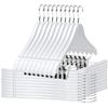 Quality Wooden Skirt Hangers with Clips, 20-Pack Semi Curved, Smooth Solid Wood Pants Hangers with Durable Adjustable Metal Clips, Swivel Hook, Coat, Jacket, Blouse Suit Hangers (White, 20) view 1