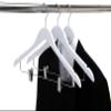 Quality Wooden Skirt Hangers with Clips, 20-Pack Semi Curved, Smooth Solid Wood Pants Hangers with Durable Adjustable Metal Clips, Swivel Hook, Coat, Jacket, Blouse Suit Hangers (White, 20) view 4