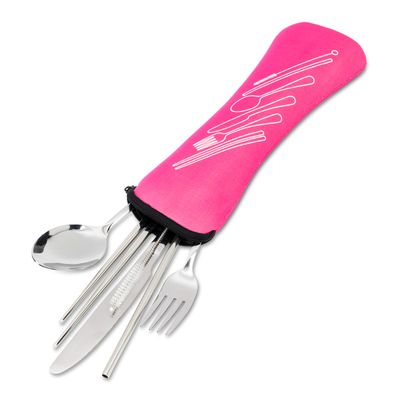 Abbott Collection 27-Dine-PNK Cutlery Set in a Case. 7 Pieces, Pink