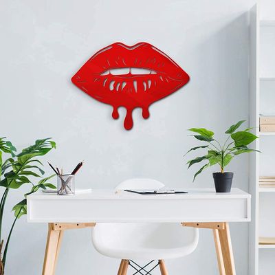 4ArtWorks - Melting Lips Wall Art - Ready to Hang Acrylic Wall Decorations for Bedrooms, Dorms, Living Rooms, Boutiques & More - Hand Assembled & Made in The USA - Modern Home Decor (Red 14x11x1)