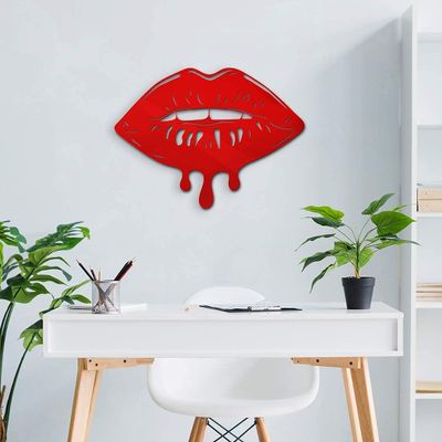 4ArtWorks - Melting Lips Wall Art - Ready to Hang Acrylic Wall Decorations for Bedrooms, Dorms, Living Rooms, Boutiques & More - Hand Assembled & Made in The USA - Modern Home Decor (Red 16x12x1)