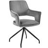 Armen Living Hadley Dining Room Accent Chair in Grey Velvet with Black Finish, 19, Gray view 1