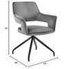 Armen Living Hadley Dining Room Accent Chair in Grey Velvet with Black Finish, 19, Gray view 3