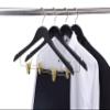 Quality Black Wooden Skirt Hangers with Clips, 20-Pack Smooth Solid Wood Pants Hangers with Durable Adjustable Metal Clips, Swivel Hook, Coat, Jacket, Blouse Suit Hangers (Black-Gold Hook, 20) view 4