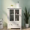 FRITHJILL Console Cabinet, Floor Storage Cabinet with Single Glass Doors Design, Display Storage Organizer for Living Room view 1